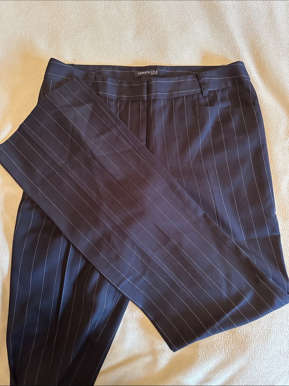 Kenneth Cole Dark Navy Pinstripe Trousers